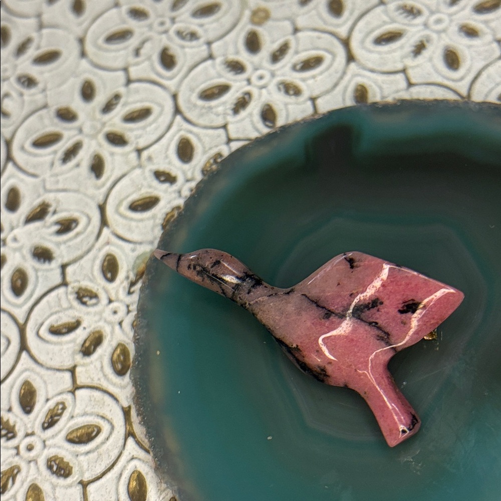 Rhodonite Flying Bird Stone Brooch